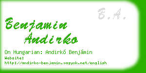 benjamin andirko business card