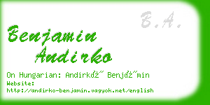 benjamin andirko business card